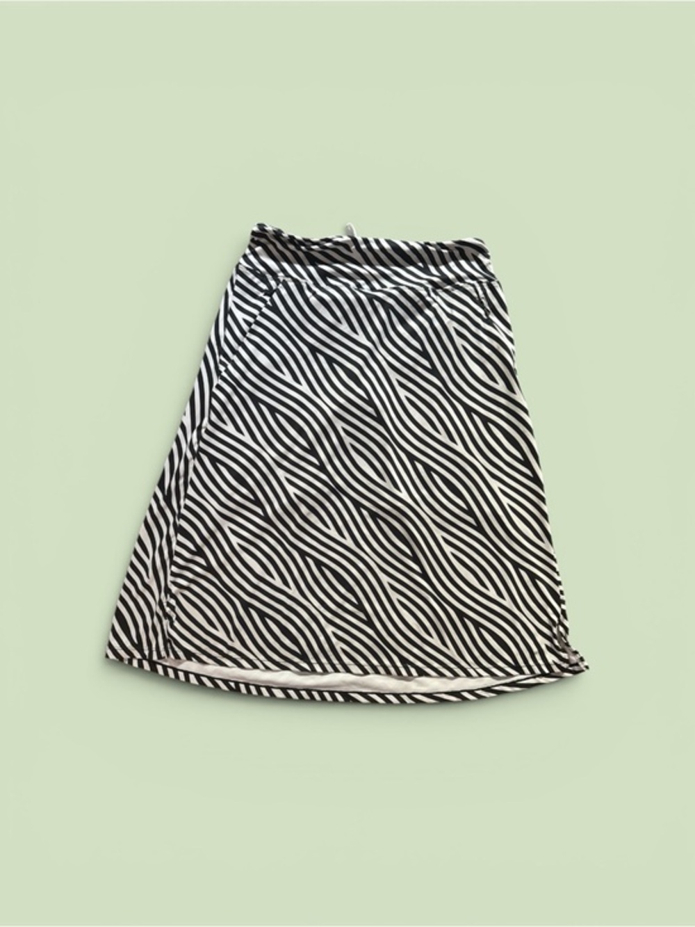 NOOYME Athletic MIDI 24” Skort Black & White Wave-Stripe A-Line Skirt Pockets